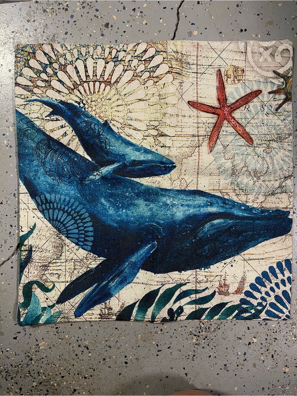 5 Throw Pillow (Covers) Coastal Ocean Octopus Seahorse Crab Whale Turtle 17x17 - Picture 4 of 6